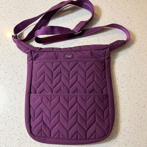 Lug Quilted Crossbody Bag Purple Plum 2 Front Zippered Pockets Zipper Closure